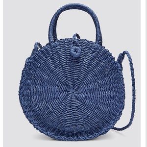 Draper James Dot Straw Bag Blue Circle Straw Tote Bag Shoulder Bag Crossbody Bag